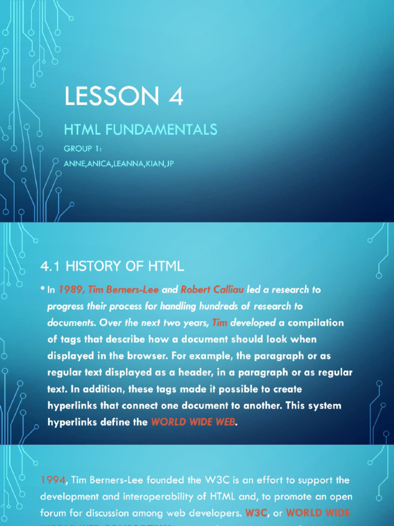 Grade 10 Lesson 4 Learning HTML | PDF