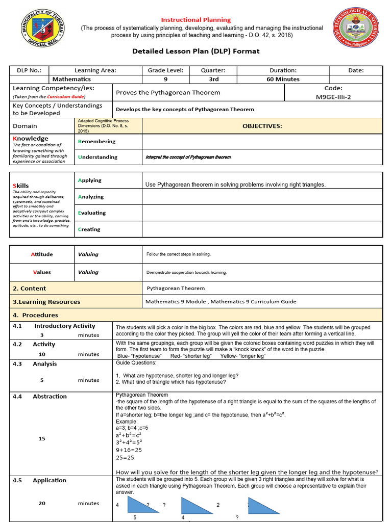 Detailed lesson plan dlp format learning competency ies proves the