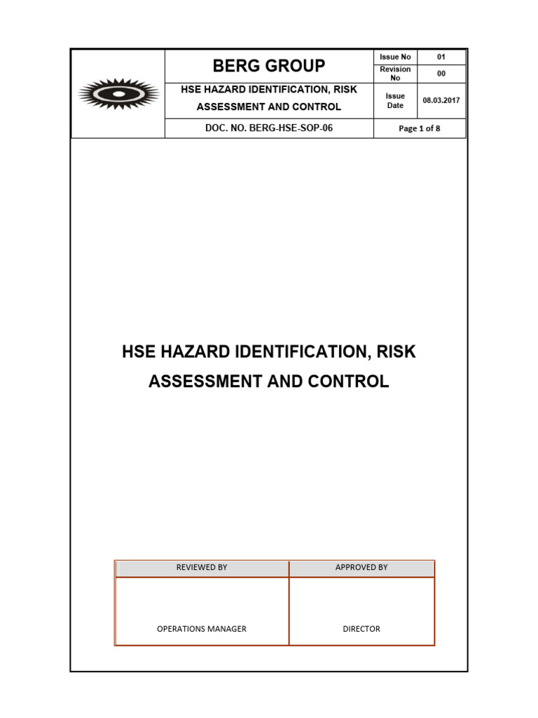HSE Risk Assessment SOP for Berg Industries | PDF | Risk | Hazards