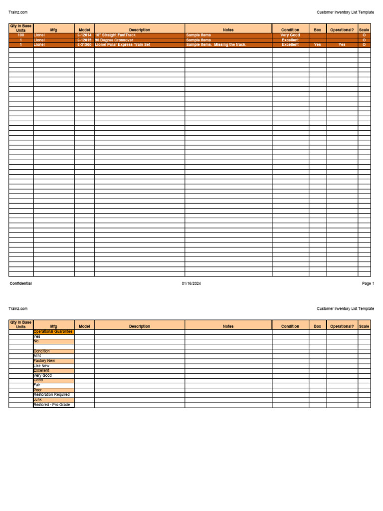 Inventory List Template | PDF | Inventory