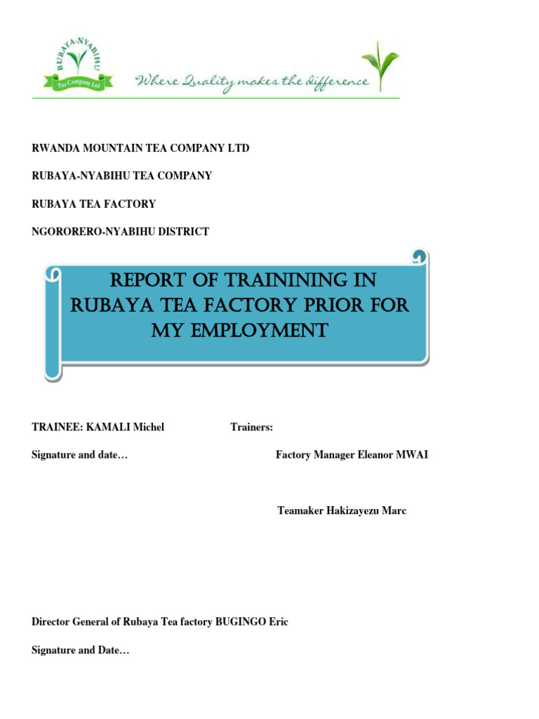 Internship Report: Rubaya Tea Factory | PDF | Tea | Chemical Reactions
