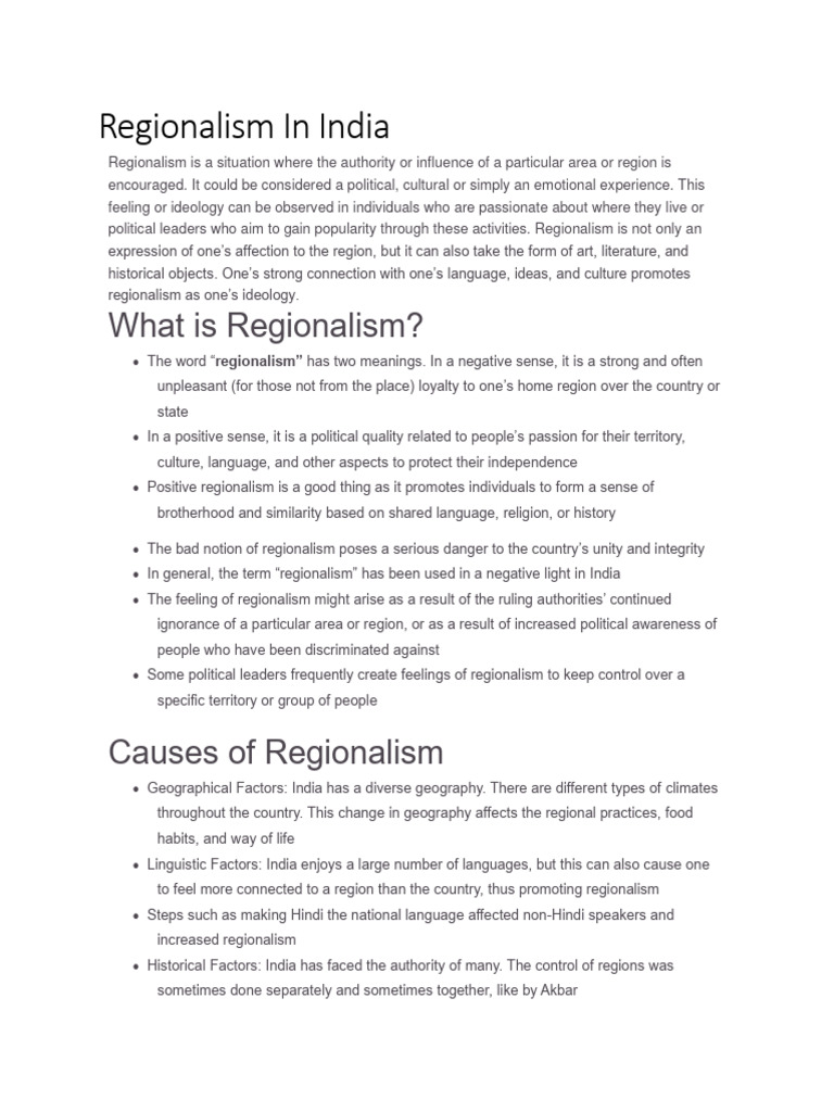 Regionalism In India Pdf Feeling