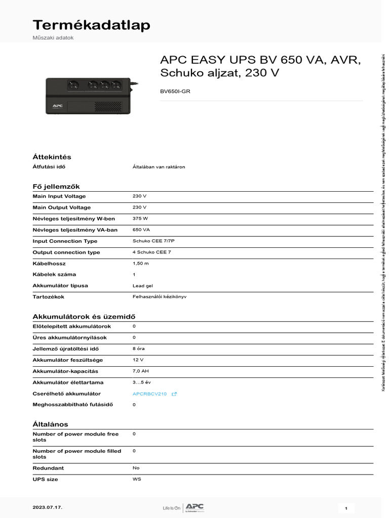 Easy UPS - BV650I GR | PDF
