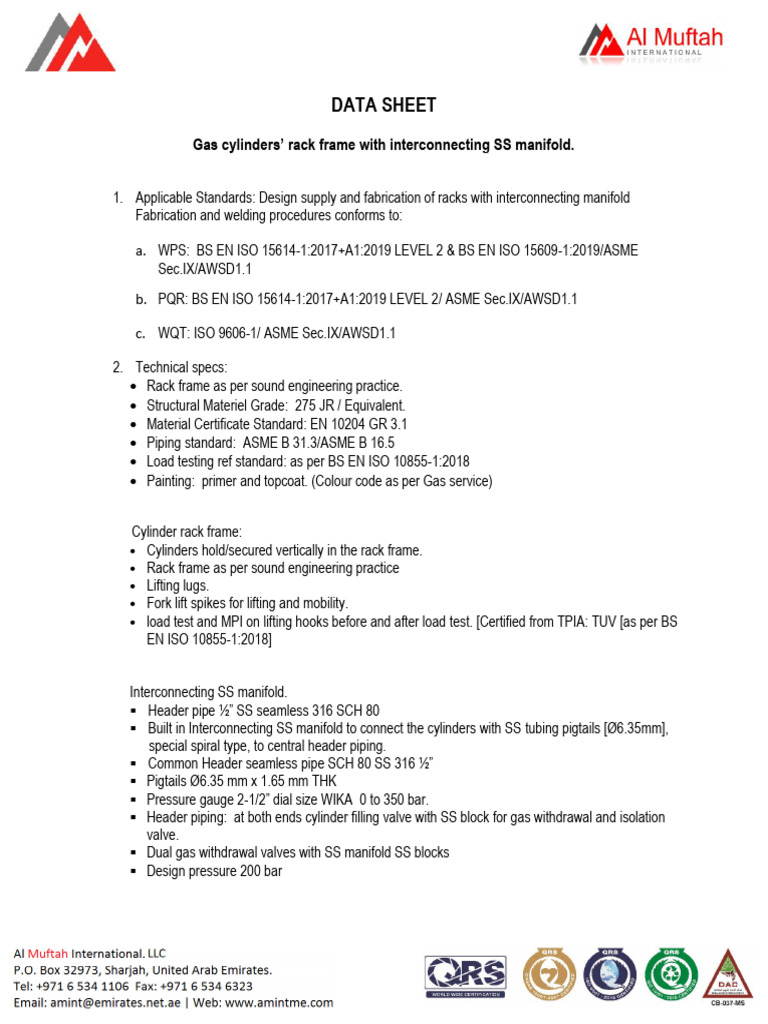 16 Cyl - Rack - Data Sheet | PDF