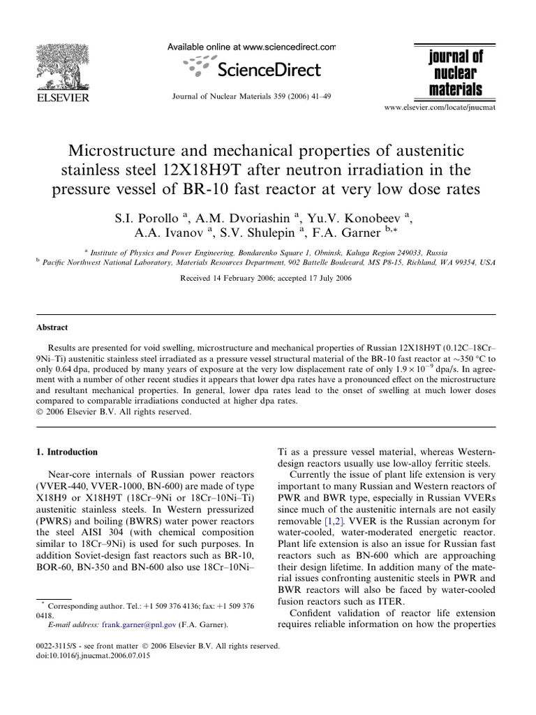 Microstructure and Mechanical Properties of Austenitic | PDF | Nuclear ...