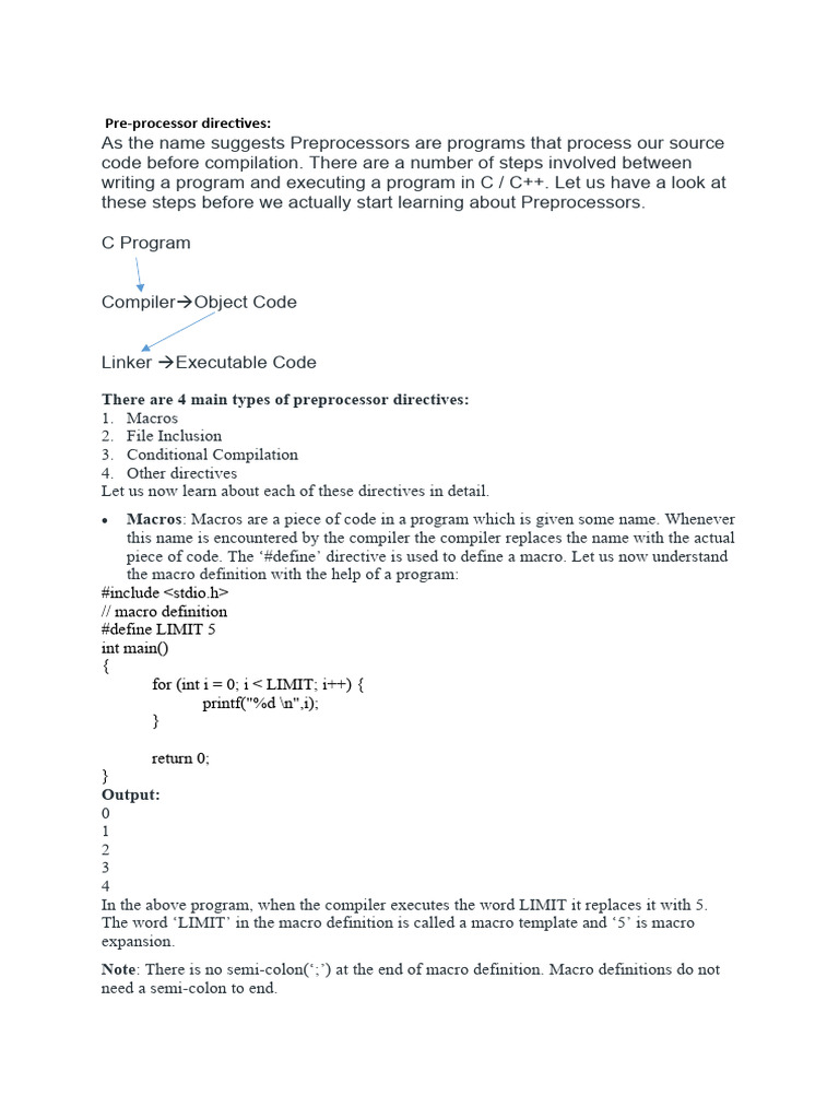 There Are 4 Main Types of Preprocessor Directives | PDF | Source Code ...