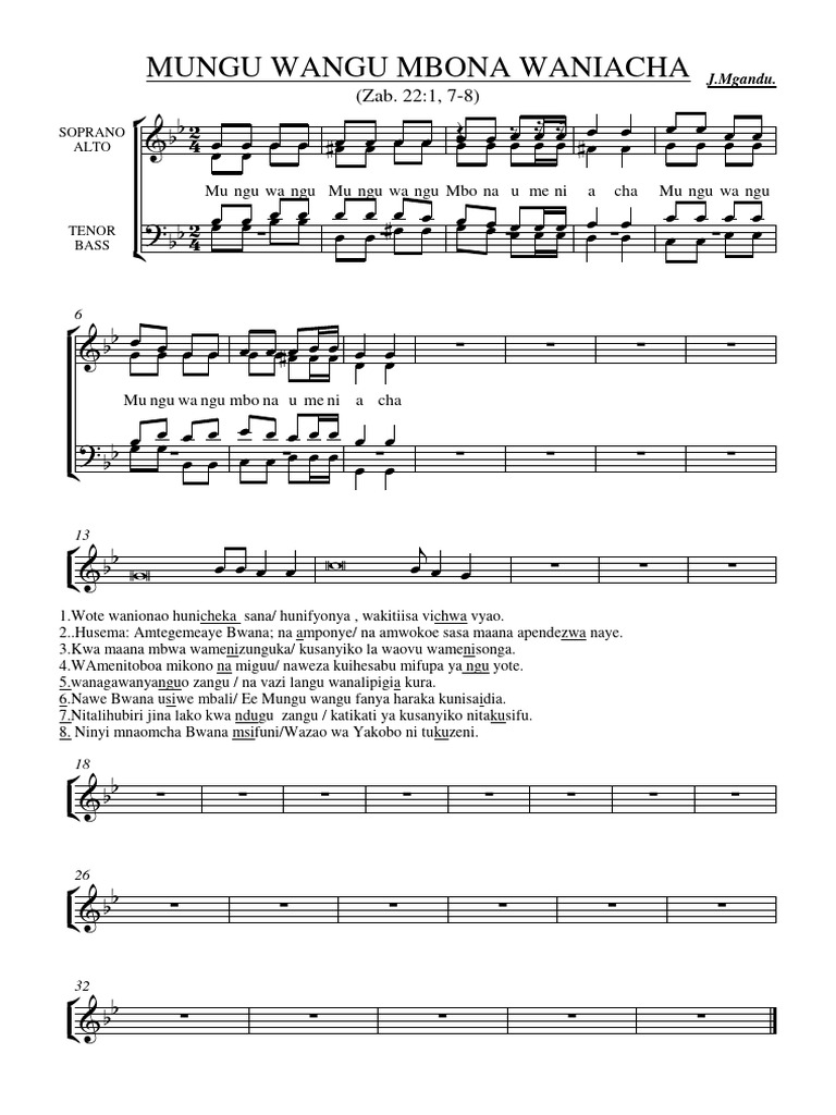 Mungu Wangu Mbona Umeniacha. (J .Mgandu .) .Sib | PDF