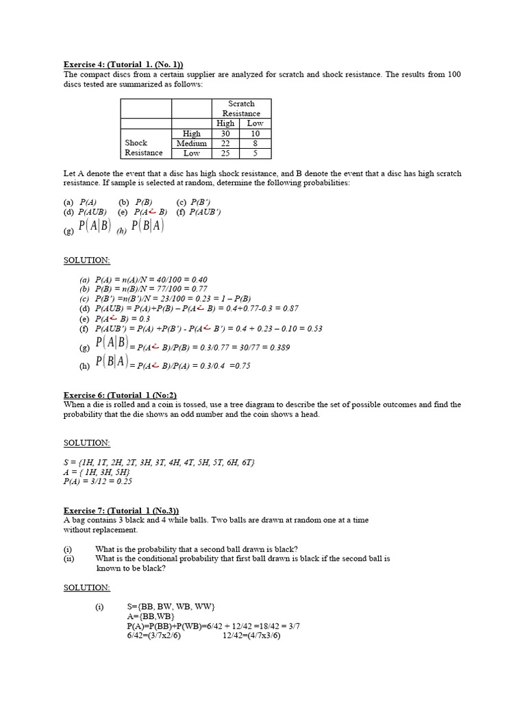 Probability and Statistics Exercises | PDF | Teaching Methods & Materials