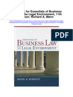 Full Download Test Bank For Essentials of Business Law and The Legal Environment 11th Edition Richard A Mann PDF Free