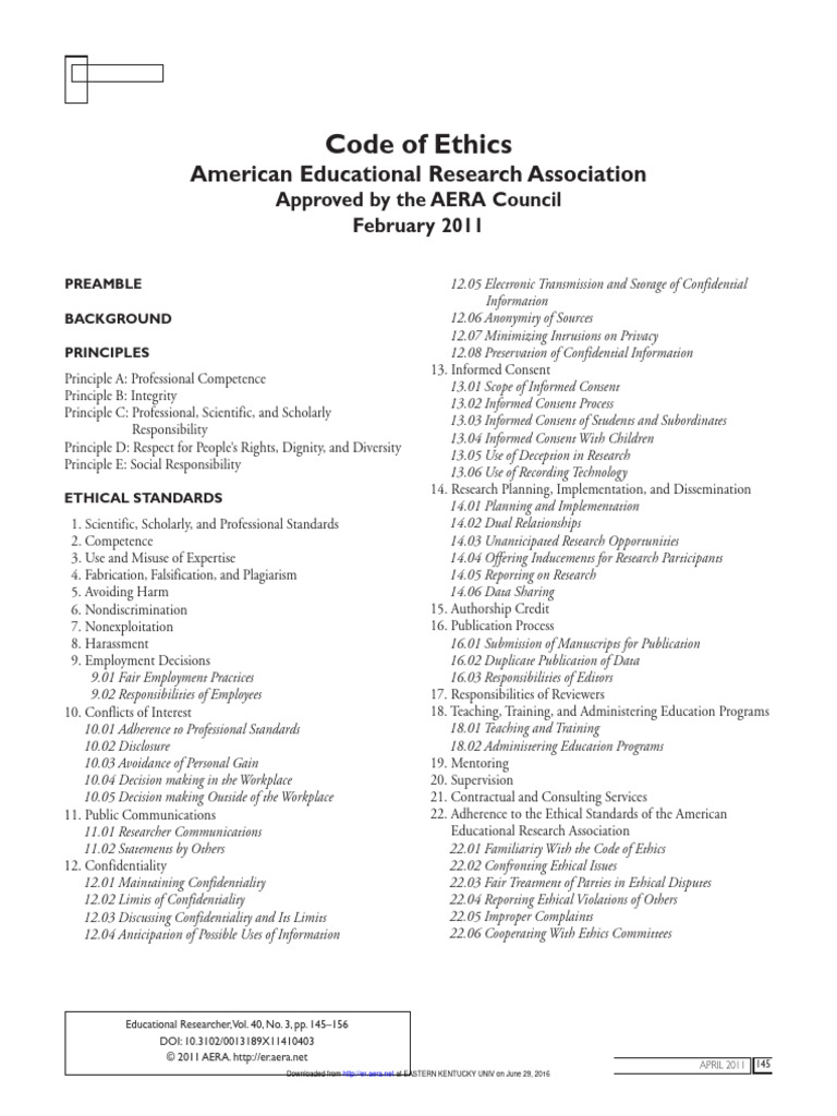 Ethics Code AERA | PDF