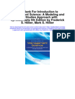 Instant Download Test Bank For Introduction To Management Science A Modeling and Case Studies Approach With Spreadsheets 5th Edition by Frederick S Hillier Mark S Hillier PDF Ebook