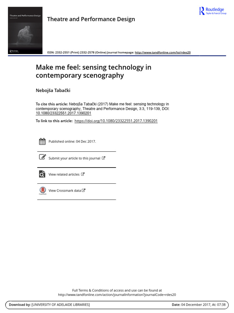 Make Me Feel: Sensing Technology in Contemporary Scenography | PDF ...