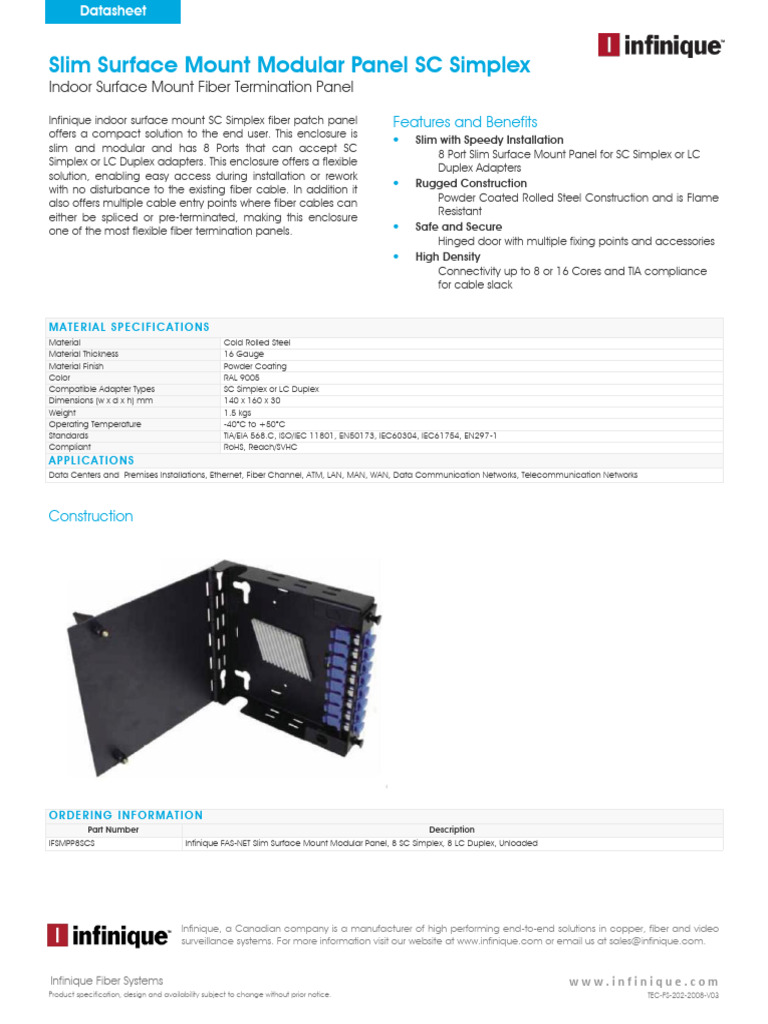 IFSMPP8SCS Datasheet | PDF | Optical Fiber | Computer Network
