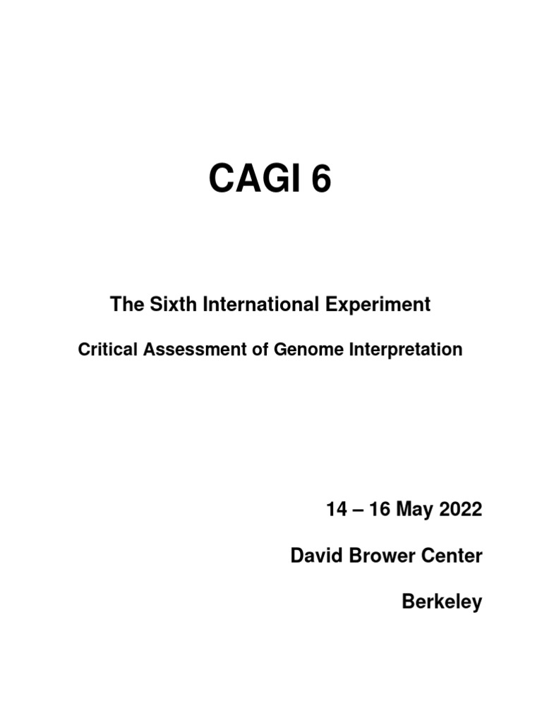 CAGI 6 Conference Program 2022 | PDF | Protein–Protein Interaction ...