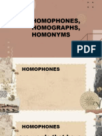 Homonyms Homographs Homophones