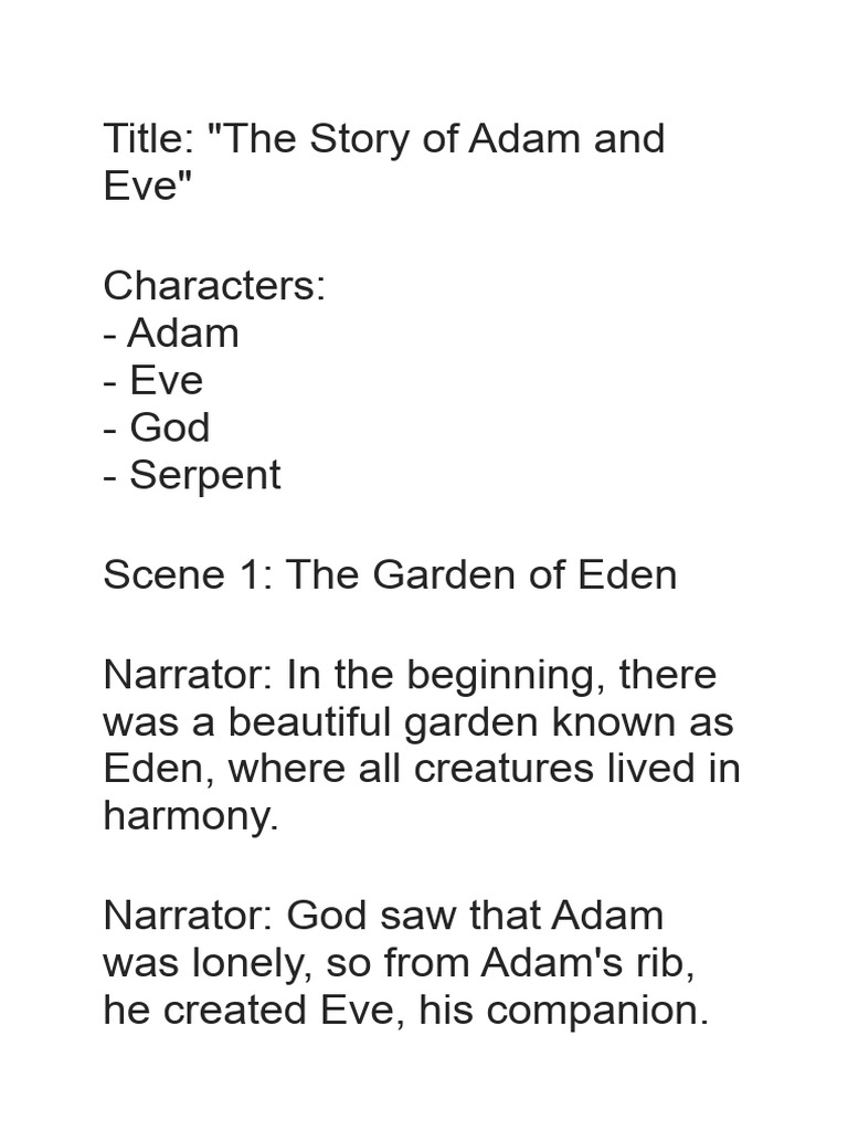 Adam and Eve Script | PDF | Home & Garden | Art