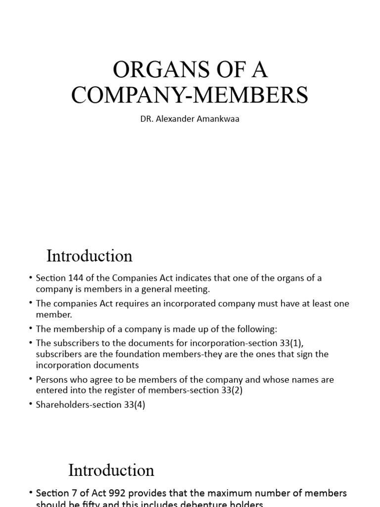 Organs of A Company-Members | PDF | Subscription Business Model | Companies