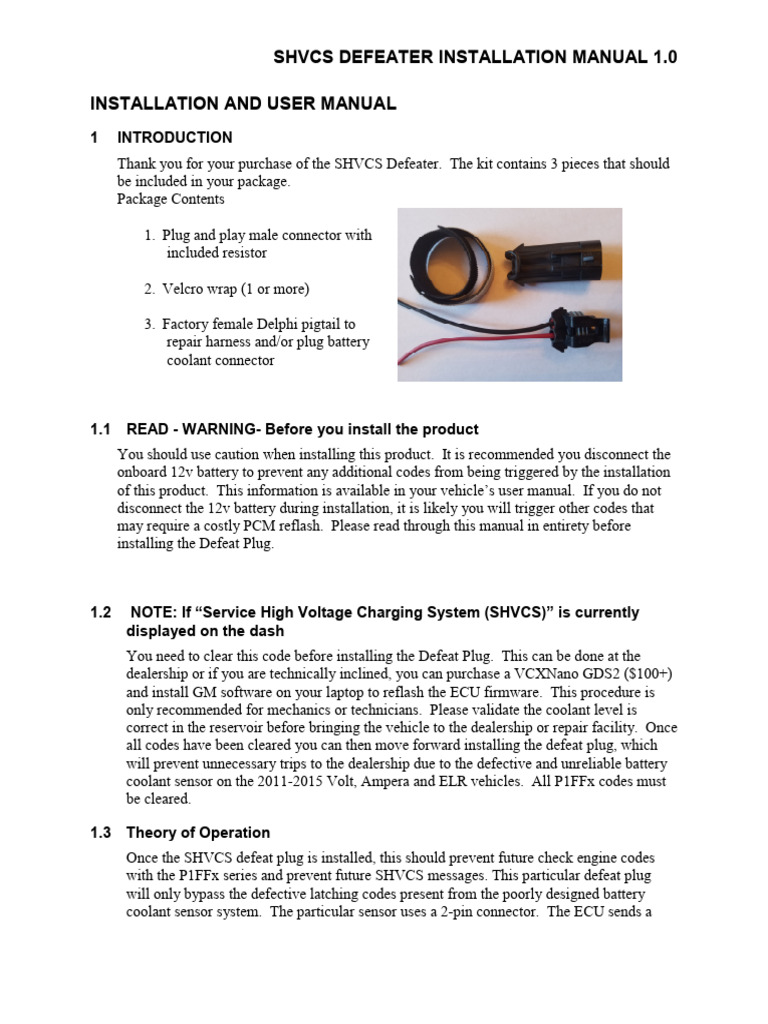 SHVCS Defeater Installation Guide | PDF | Electrical Connector ...
