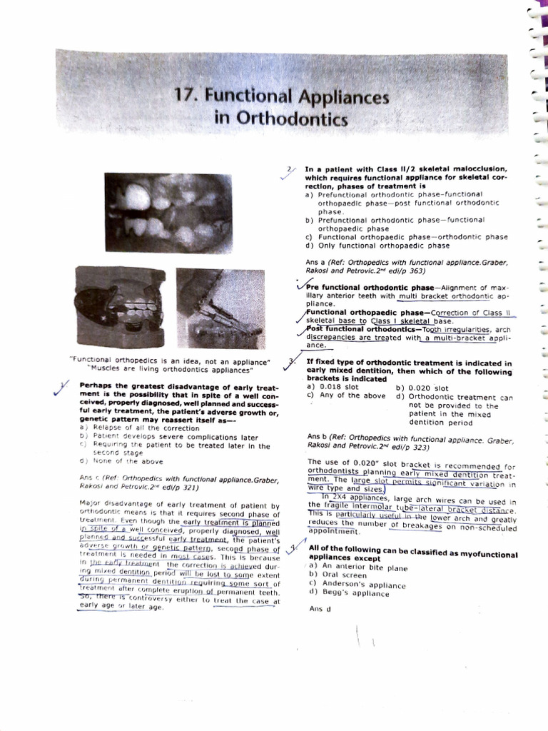 Functional Appliance in Orthodontics MCQ 2 PDF