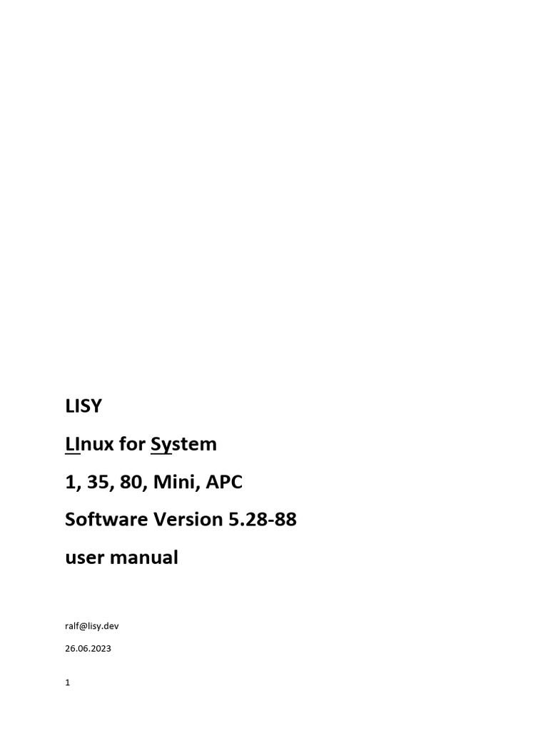 LISY - User Manual - V5.28-Latest (74p) | PDF