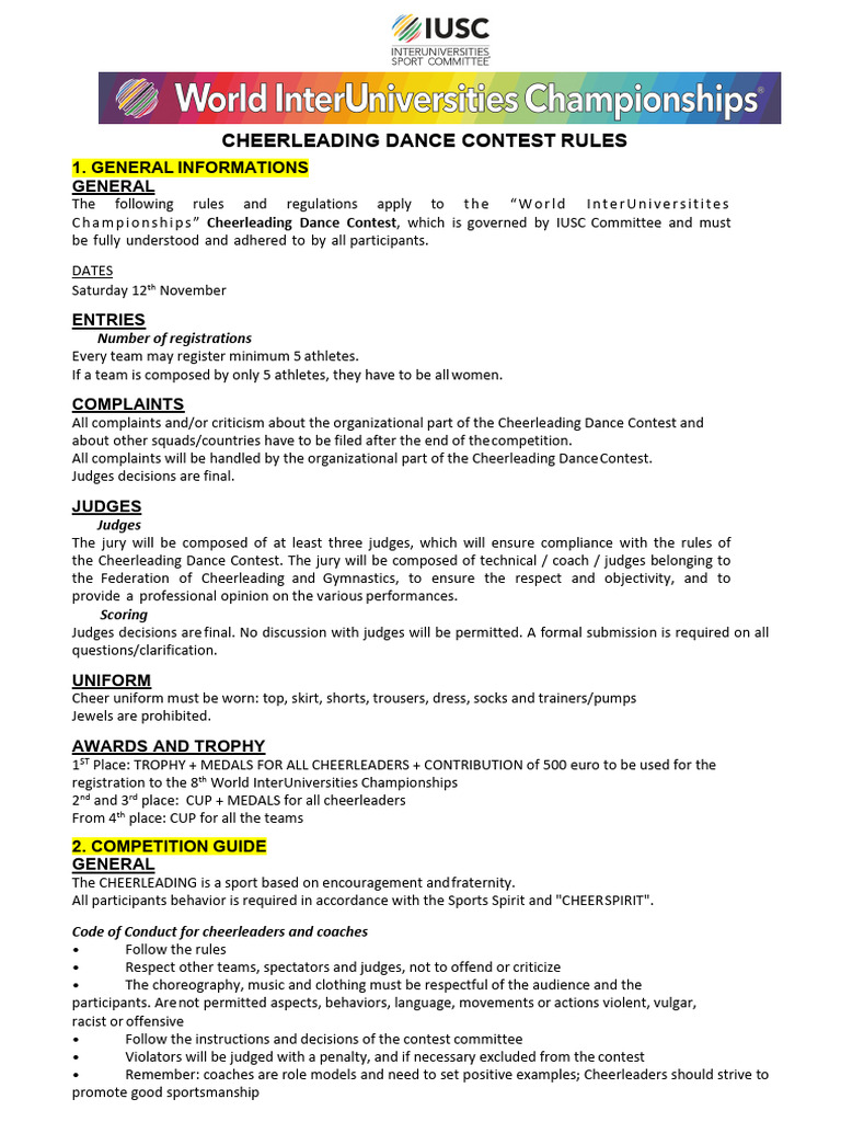 CHEERLEADING_generalrules PDF Cheerleading Dances