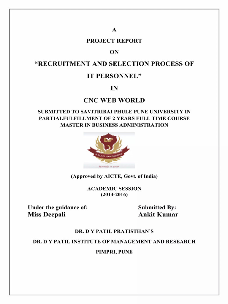 Project On Recruitment and Selection Process | PDF