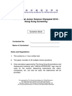 International Junior Science Olympiad 2018 - Hong Kong Screening