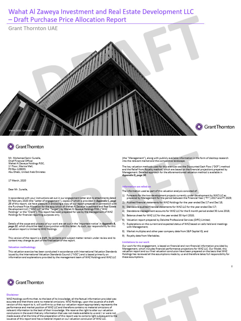 WAZ Holdings Purchase Price Allocation Report | PDF | Book Value ...
