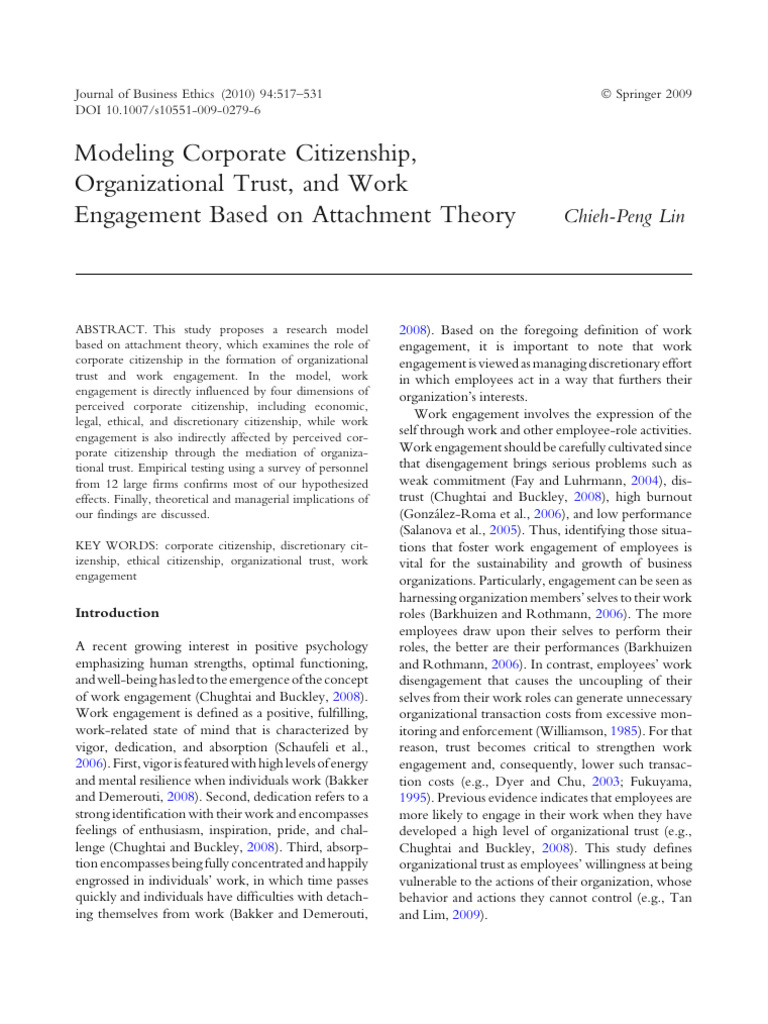 Attachment Theory | PDF | Corporate Social Responsibility | Attachment ...