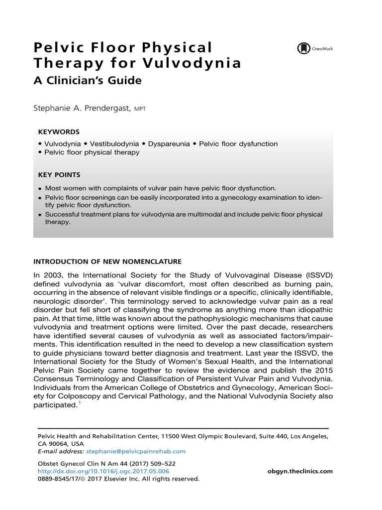 Pelvic Floor Physical Therapy For Vulvodynia PDF