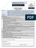 JEE Advance Practice Test - 02 (Paper-1) - Test Paper (PCM) - Lakshya JEE 2024