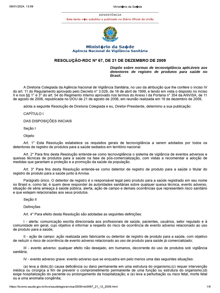 RDC 67 de 2009 | PDF