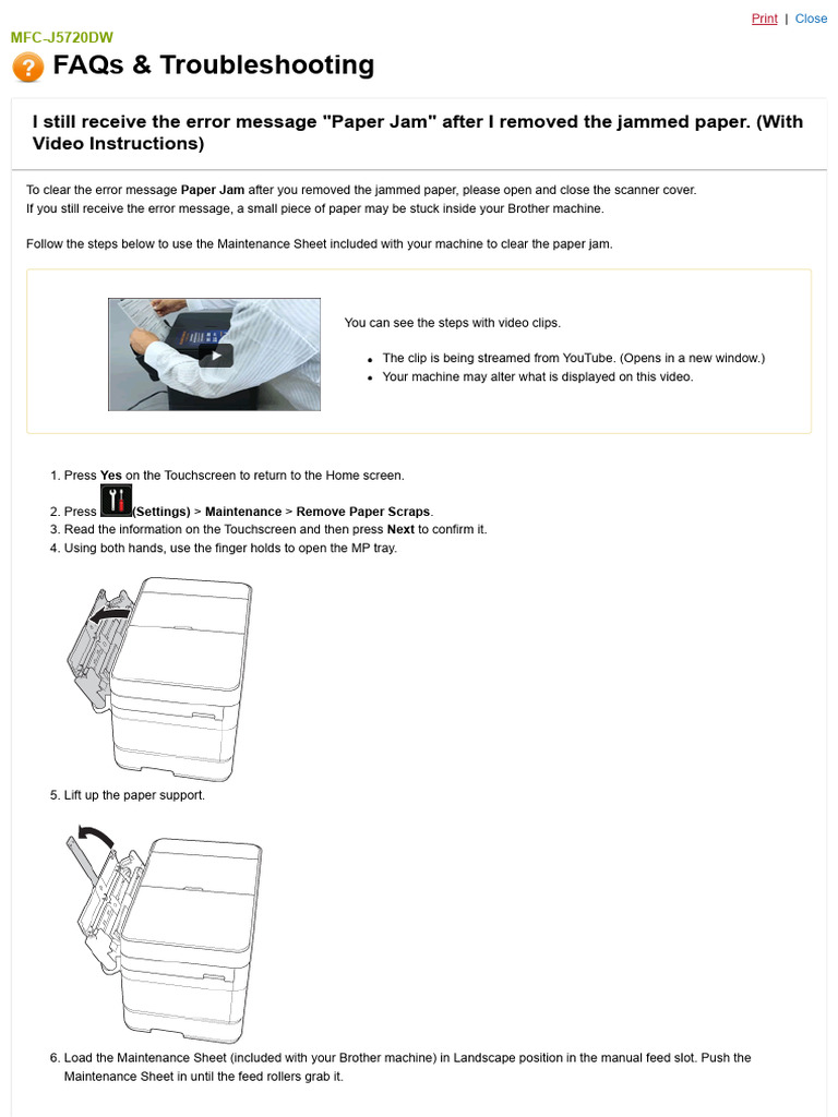 I Still Receive The Error Message - Paper Jam - After I Removed The ...