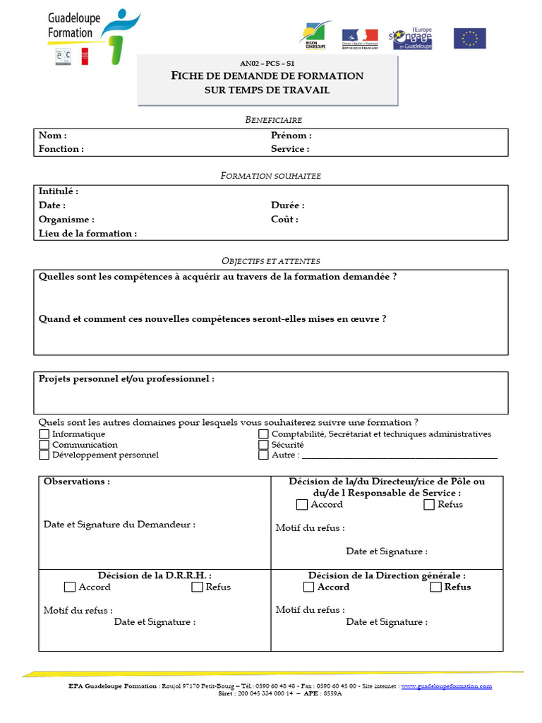 Fiche de Demande de Formation | PDF