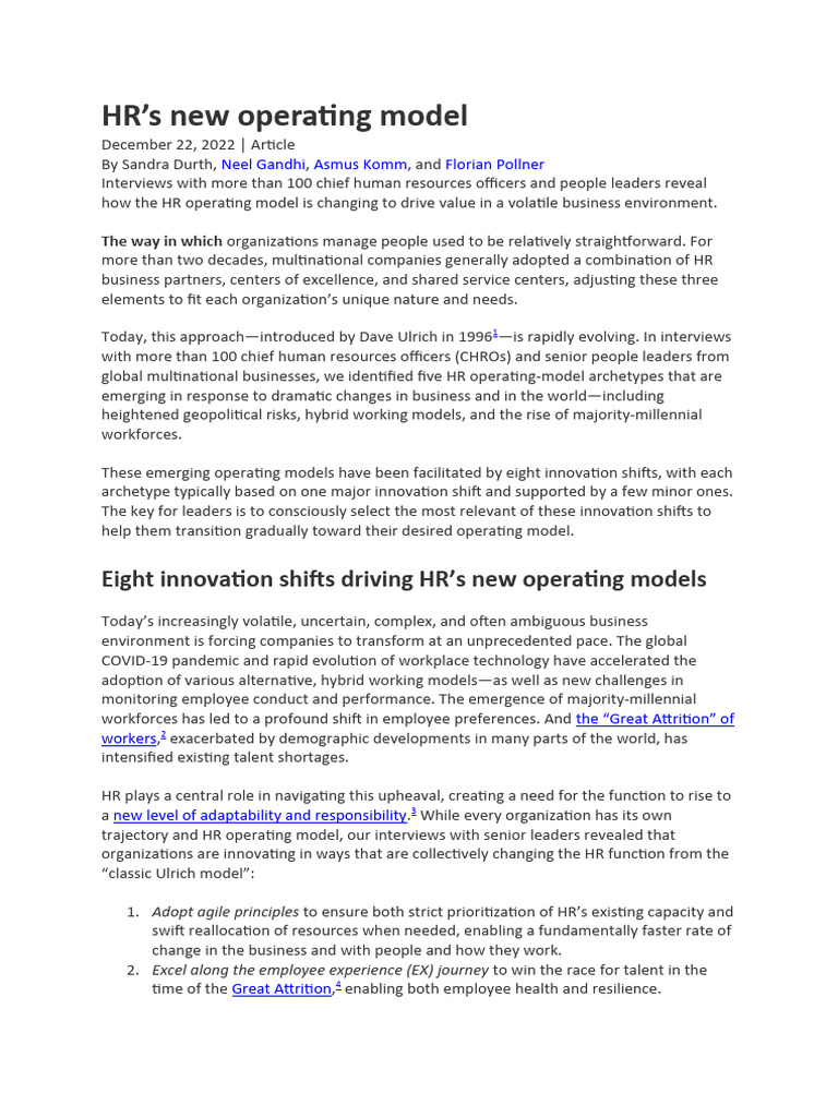 HR New Models | PDF | Analytics | Business Model