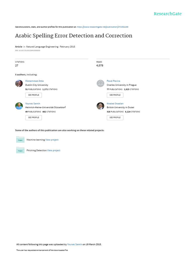 Arabic Spelling Error Detection and Correction | PDF | Grammatical ...