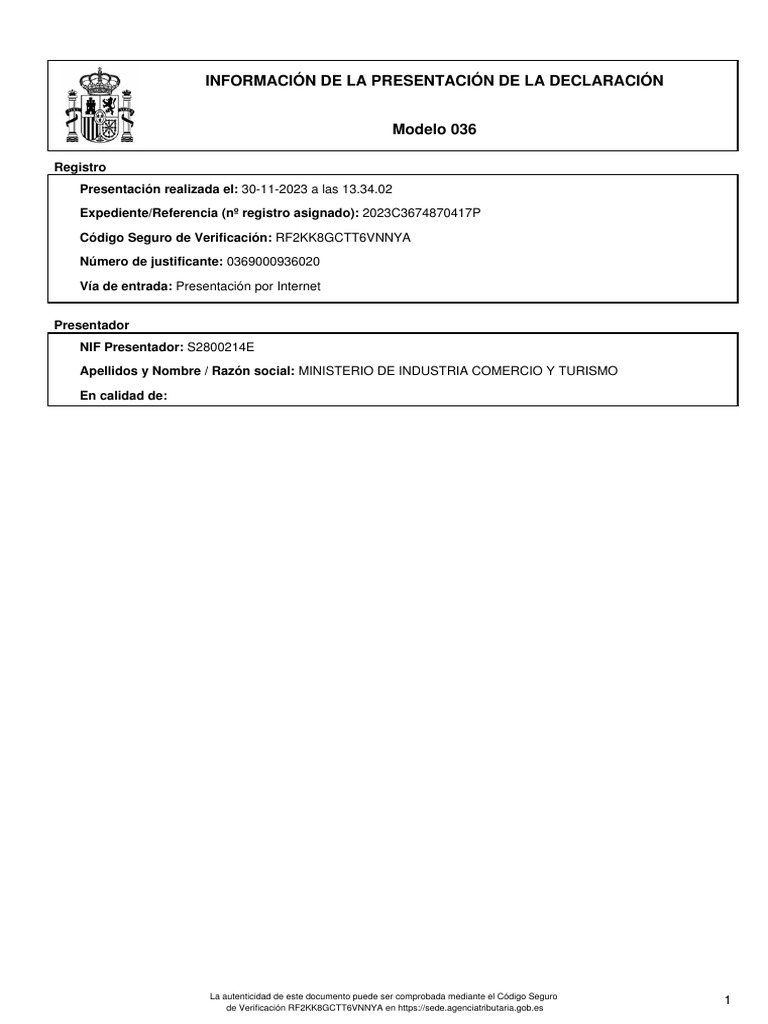 Modelo 036 Alta | PDF | Impuesto sobre la renta | Impuestos