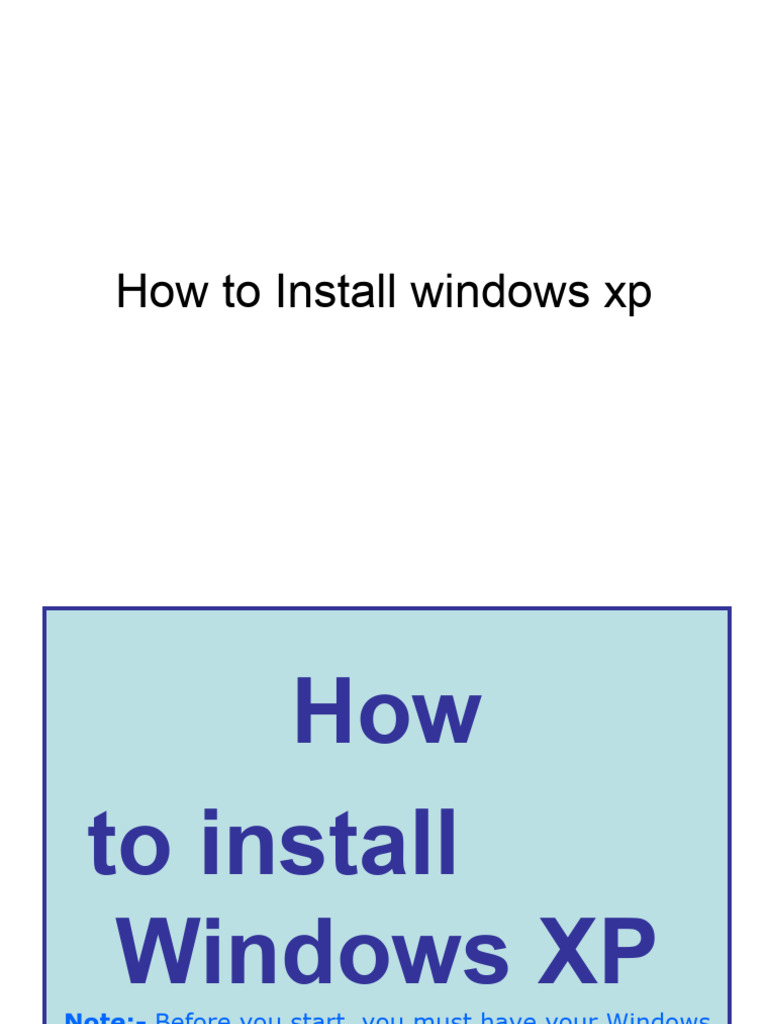 Install windows xp pdf booting windows xp
