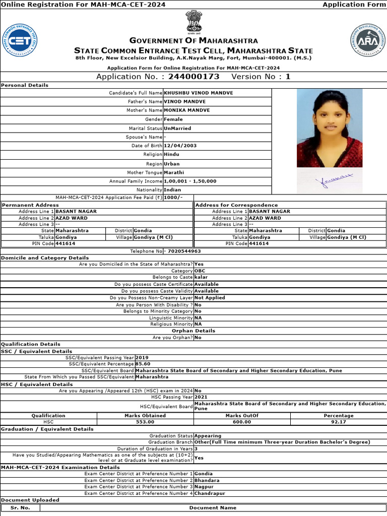 Khu Mca Application Form | PDF