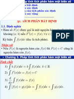 Phép tính tích phân hàm 1 biến (Ôn tập TP bất định + xác định, TP suy rộng)