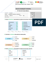 5º Port Ficha de Avaliação Formativa Sinónimos Antónimos