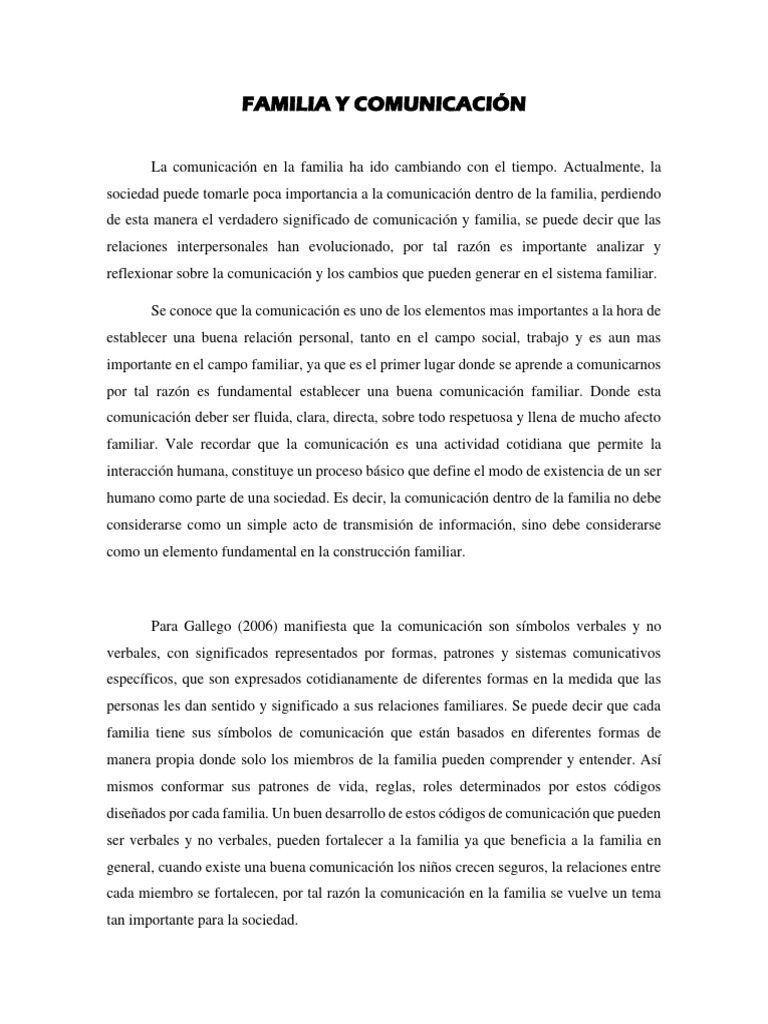 Importancia de la Comunicación Familiar | PDF | Comunicación | Familia