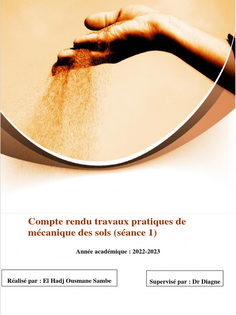 Travaux Pratiques en Mécanique des Sols | PDF | Densité | Mécanique des ...