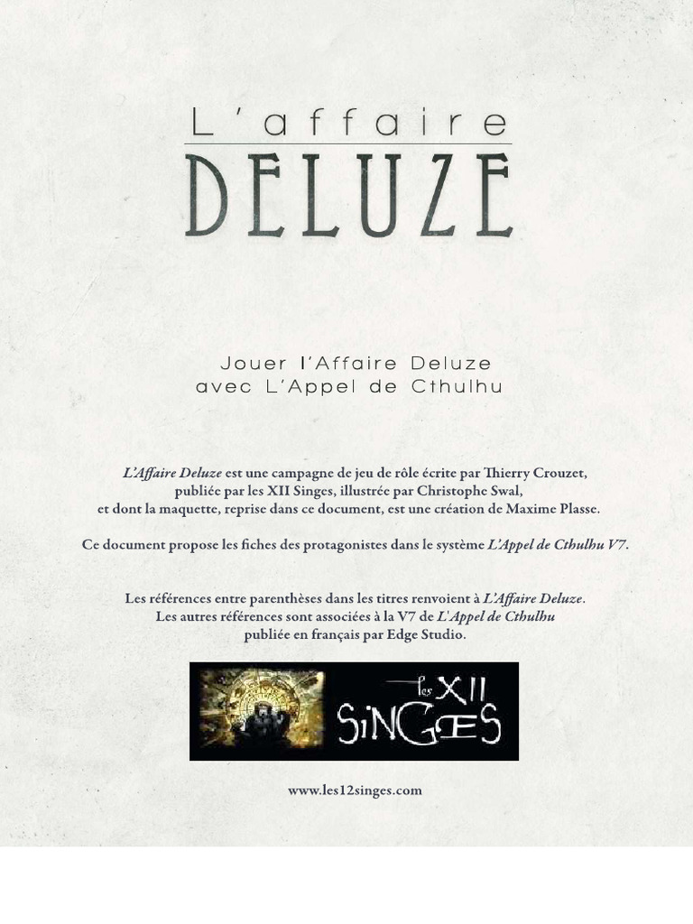 L'APPEL DE CTHULHU - Ecran Du Gardien + Guide De Référence + Feuilles Perso