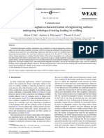 Detailed Surface Roughness Characterization of Engineering Surfaces Undergoing Tribological Testing Leading To Scuffing