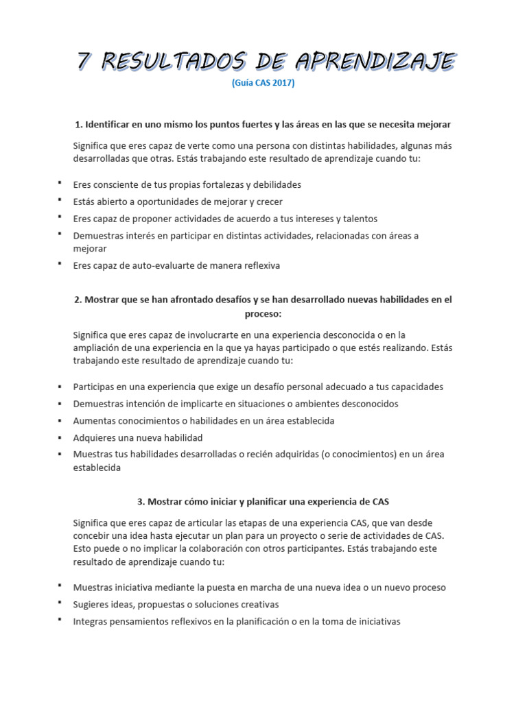 Resultados de Aprendizaje en CAS | PDF | Aprendizaje | Cognición