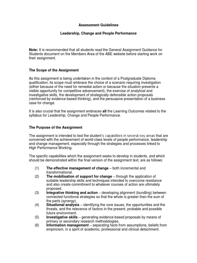 leadership and change management assignment pdf