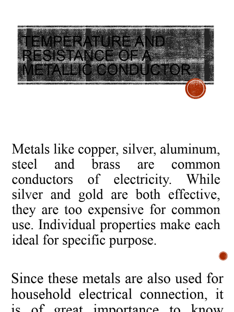 Temperature and Resistance of A Metallic Conductor PDF Electrical Resistivity And