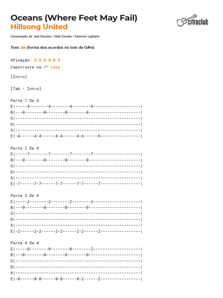 Cifra Club Hillsong United Oceans (Where Feet May Fail) PDF Popular Music Radio Formats
