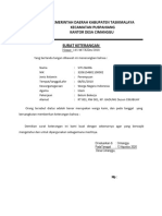 Surat Keterangan: Pemerintah Daerah Kabupaten Tasikmalaya Kecamatan Puspahiang Kantor Desa Cimanggu